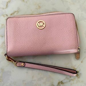 Michael Kors pink wristlet wallet